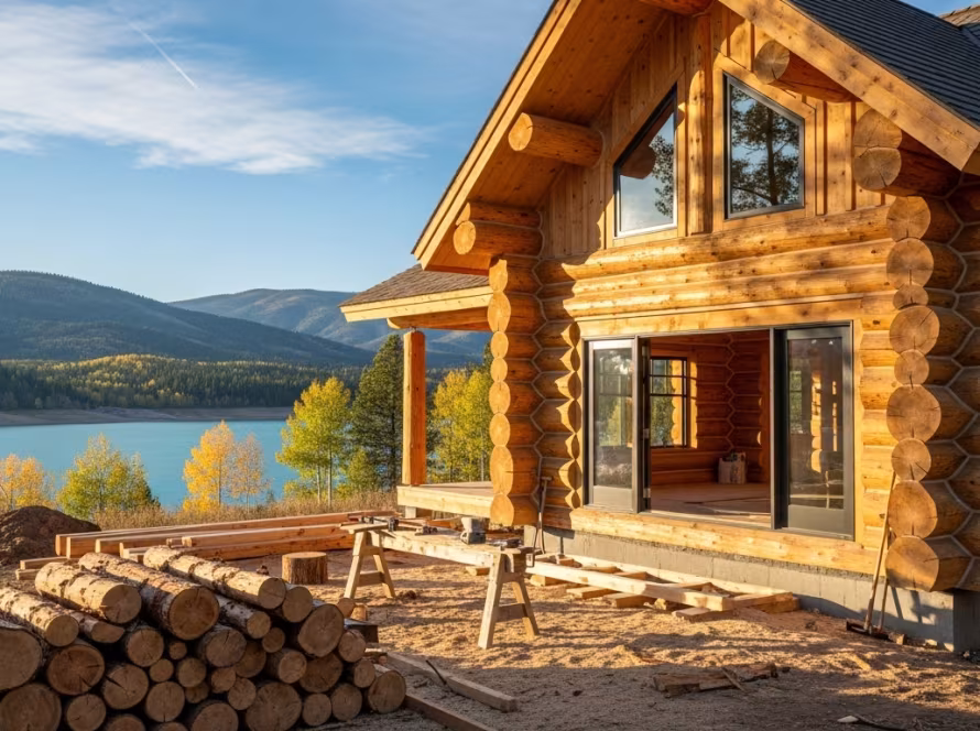 Custom cabin under construction in Bear Lake Valley.