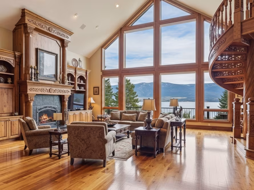 Custom wooden cabinetry and finishes in a luxurious Bear Lake home.